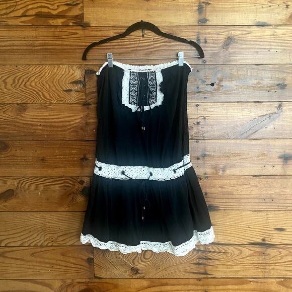 A'Gaci Black and Crochet tunic top size Large - Picture 1 of 6